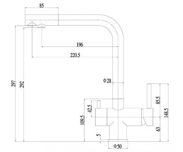 Смеситель Zorg Inox для кухни с функцией подключения фильтра SZR-7039