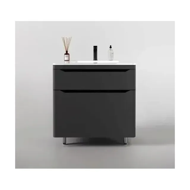 Тумба с раковиной Style Line Марелла Люкс 80 напольная серая матовая