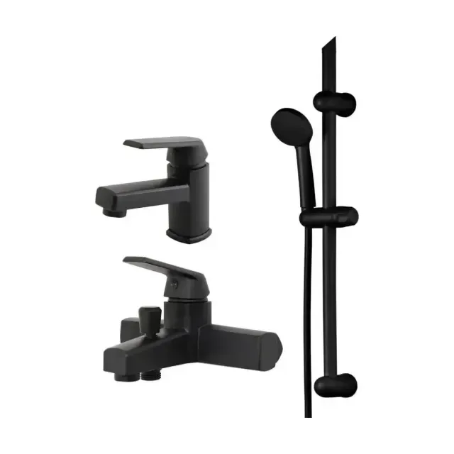Комплект смесителей OneLife P02-511b 3в1 черный матовый
