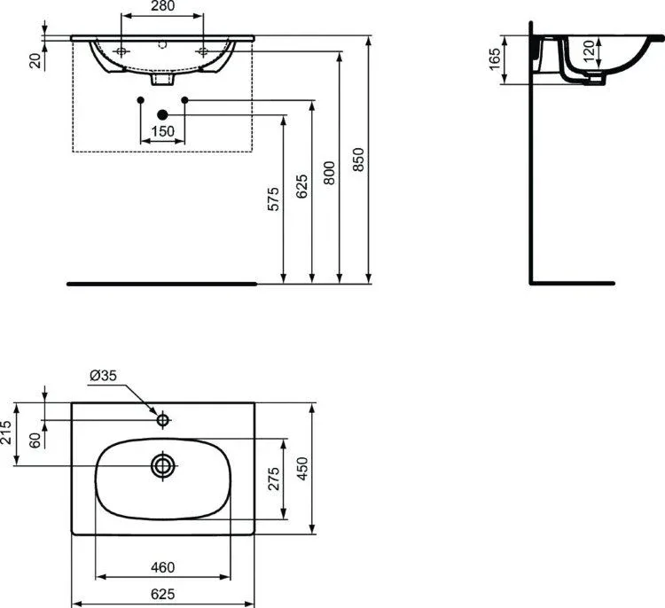 Тумба с раковиной Ideal Standard Tesi 60 черная матовая