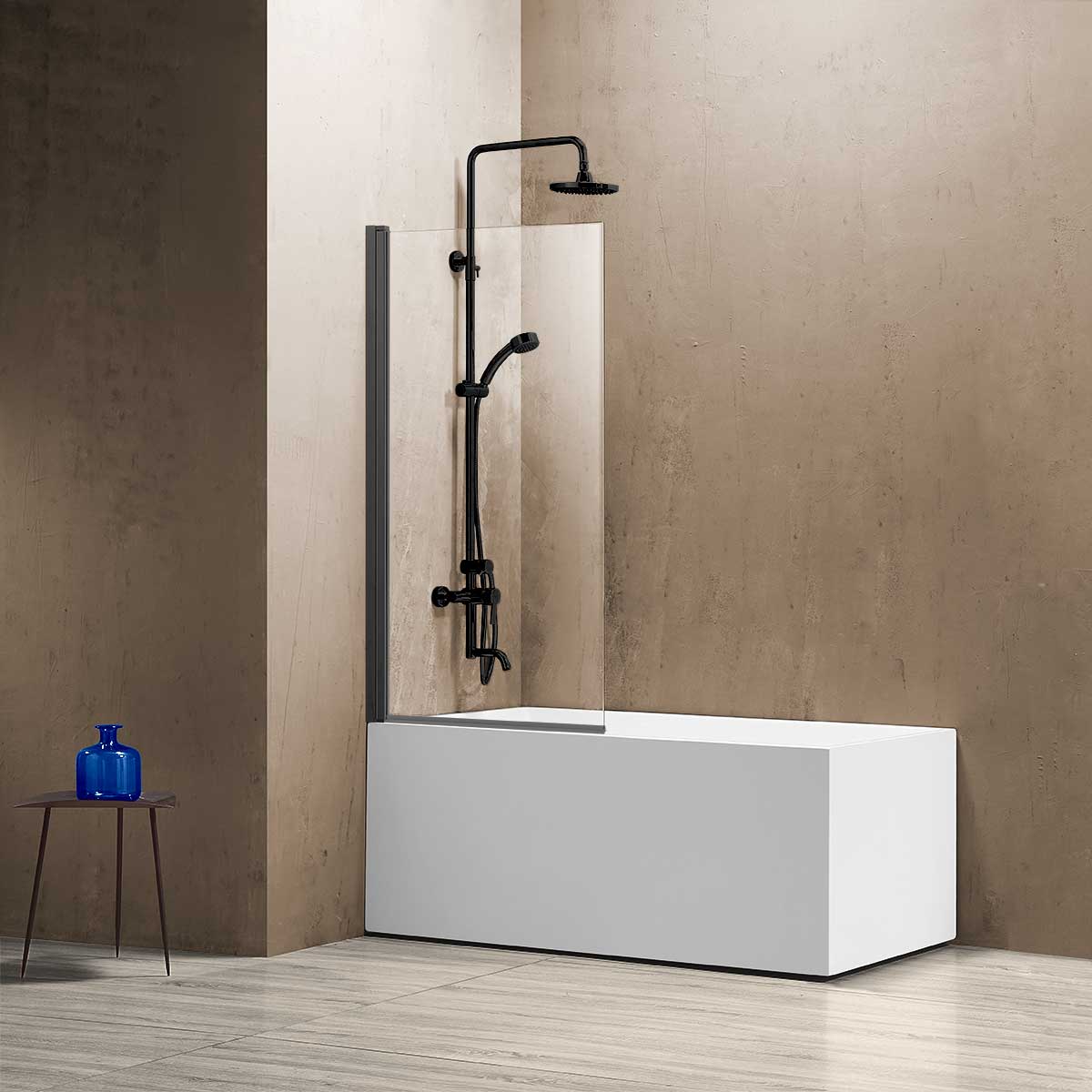 Душевая шторка на ванну Vincea VSB-11800CLGM 80х140 стекло прозрачное 5 мм профиль вороненая сталь