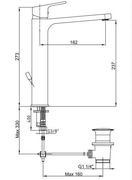 Смеситель E.C.A. Tiera 102188014EX для раковины с донным клапаном хром