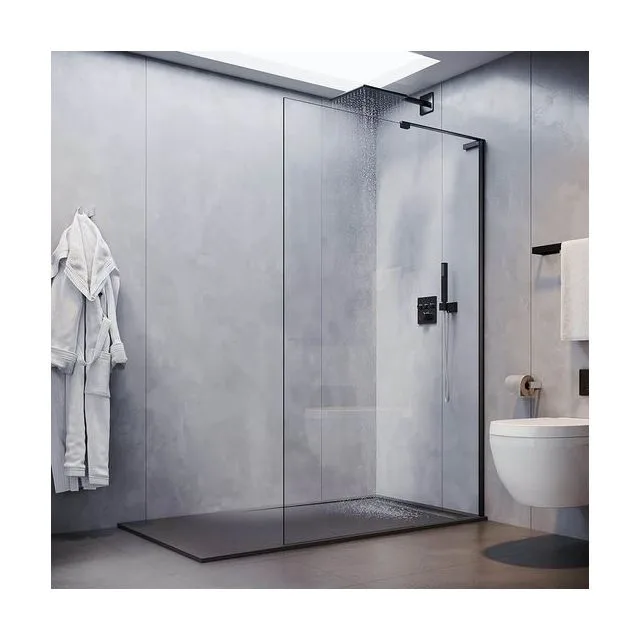 Душевая перегородка Veconi KR-77B 120×200 см, стекло прозрачное, профиль чёрный матовый (KR77B-120-01-C8)