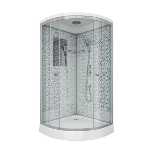 Душевая кабина Niagara Luxe NG-7702W (100x100х210) низкий поддон(15см),дверь раздвижная,стенки серебро