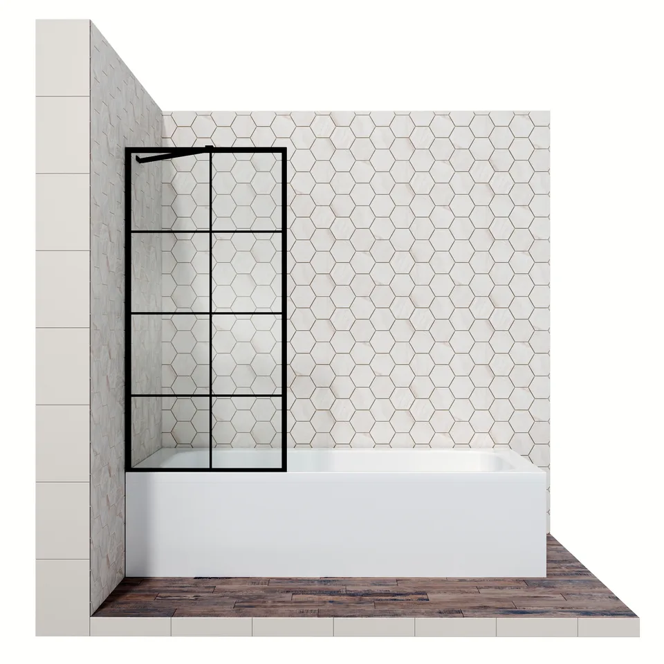 Шторка для ванны Ambassador Bath Screens 16041208 (70х140) черный,стекло прозрачное с рисунком,неподвижное,1 место