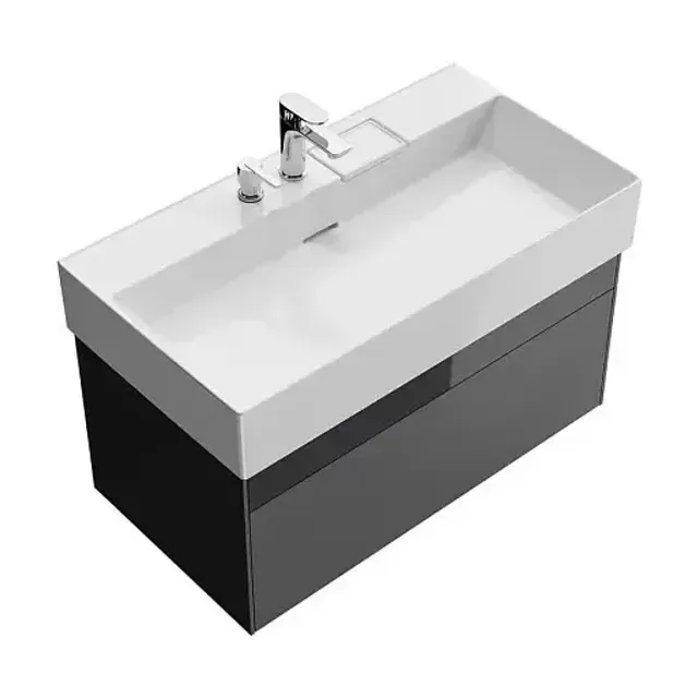 Тумба с раковиной Kerama Marazzi Logica 90 стальной серый, 2 отверстия