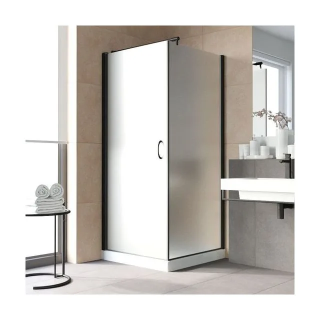 Душевой уголок EP-Fis LUX 90*100 02М 10 L, профиль черный матовый, стекло сатин