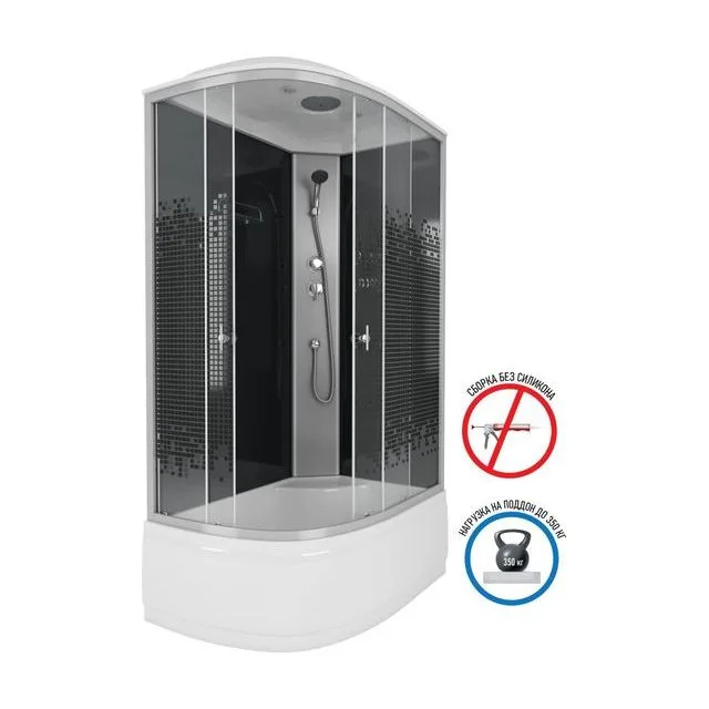 Душевая кабина Niagara Eco NG-7510-14R BLACK (120х80х215) высокий поддон(40см),стекло мозаика