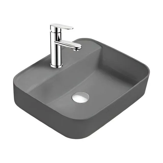 Раковина накладная для установки на столешницу AQUATEK ВЕГА AQ5506-MG 500*395*140, с отверстием под смеситель, матовый серый