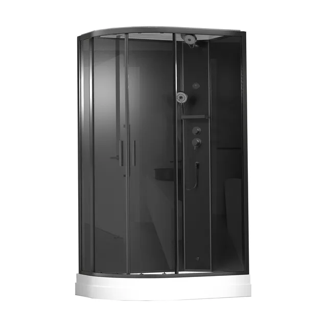 Timo Premium ILMA Black 902 R душевая кабина с крышей, хамам и стульчиком 120*80*222
