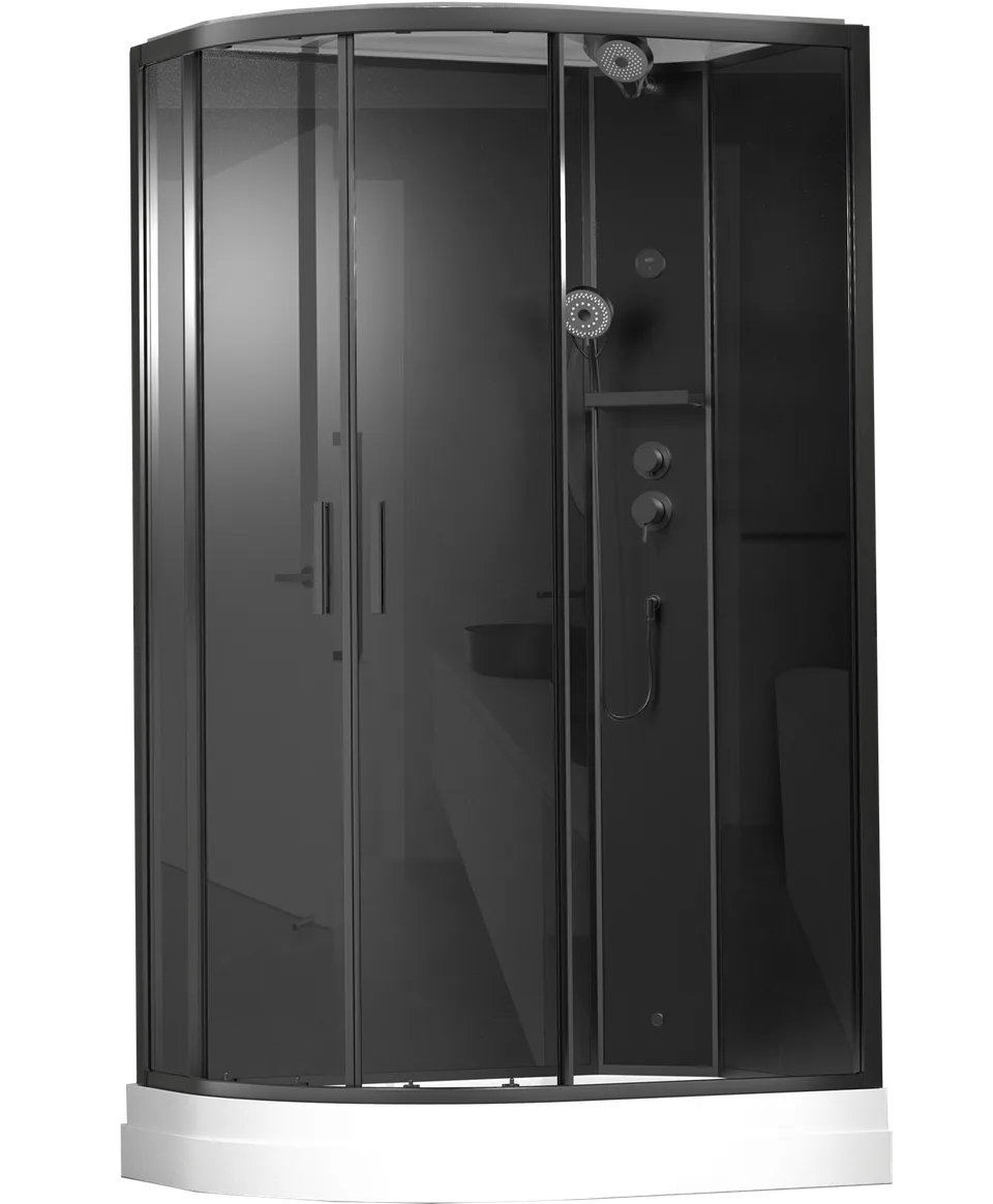 Timo Premium ILMA Black 902 R душевая кабина с крышей, хамам и стульчиком 120*80*222
