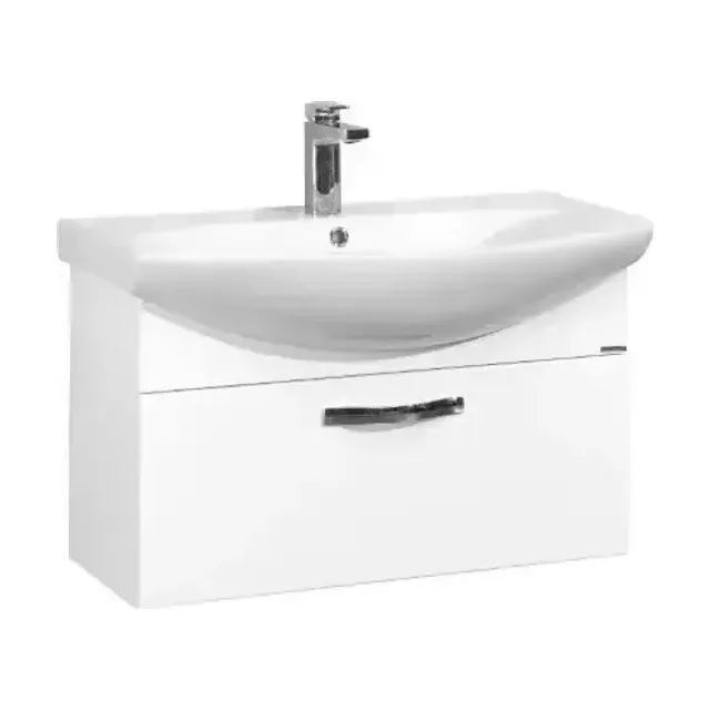 Тумба с раковиной Aquaton Ария 80 белый глянец