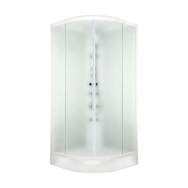 Душевая кабина Domani-Spa Delight Slim 99 (90х90 см) — белые стенки, сатин-матированные стекла, блок управления, вертикальный гидромассаж, белый профиль