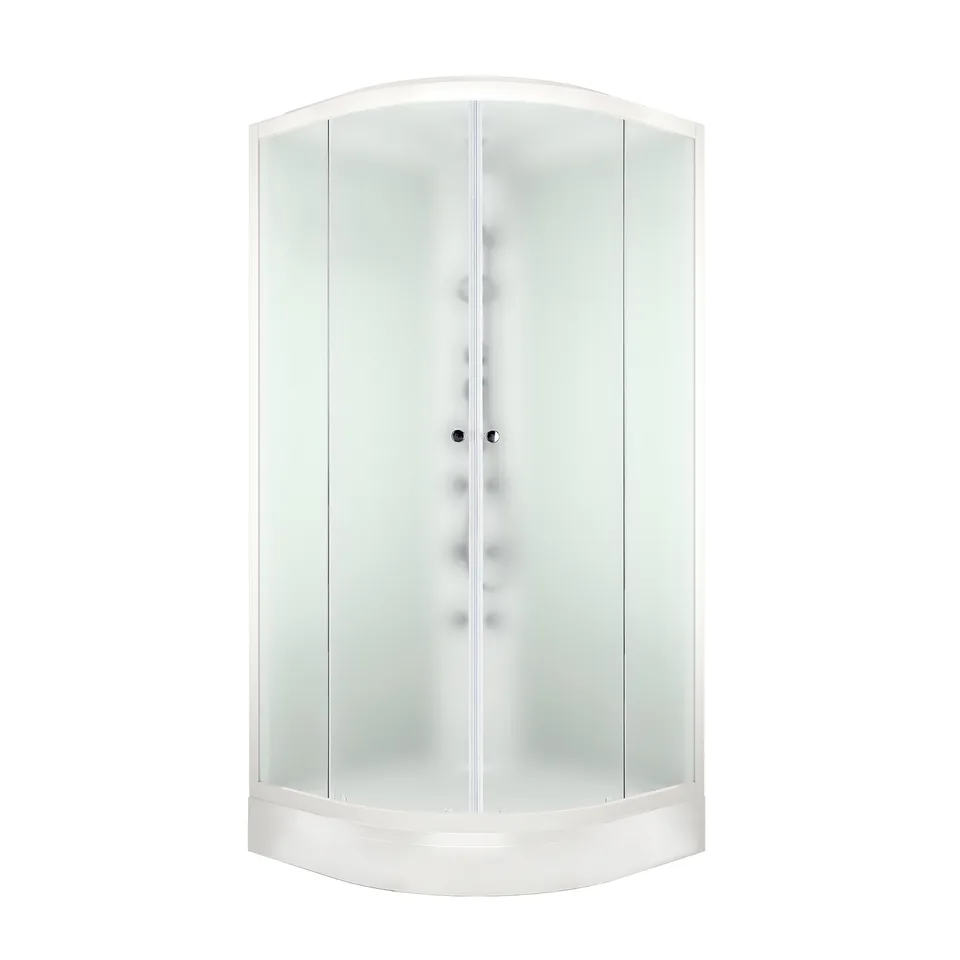 Душевая кабина Domani-Spa Delight Slim 99 (90х90 см) — белые стенки, сатин-матированные стекла, блок управления, вертикальный гидромассаж, белый профиль