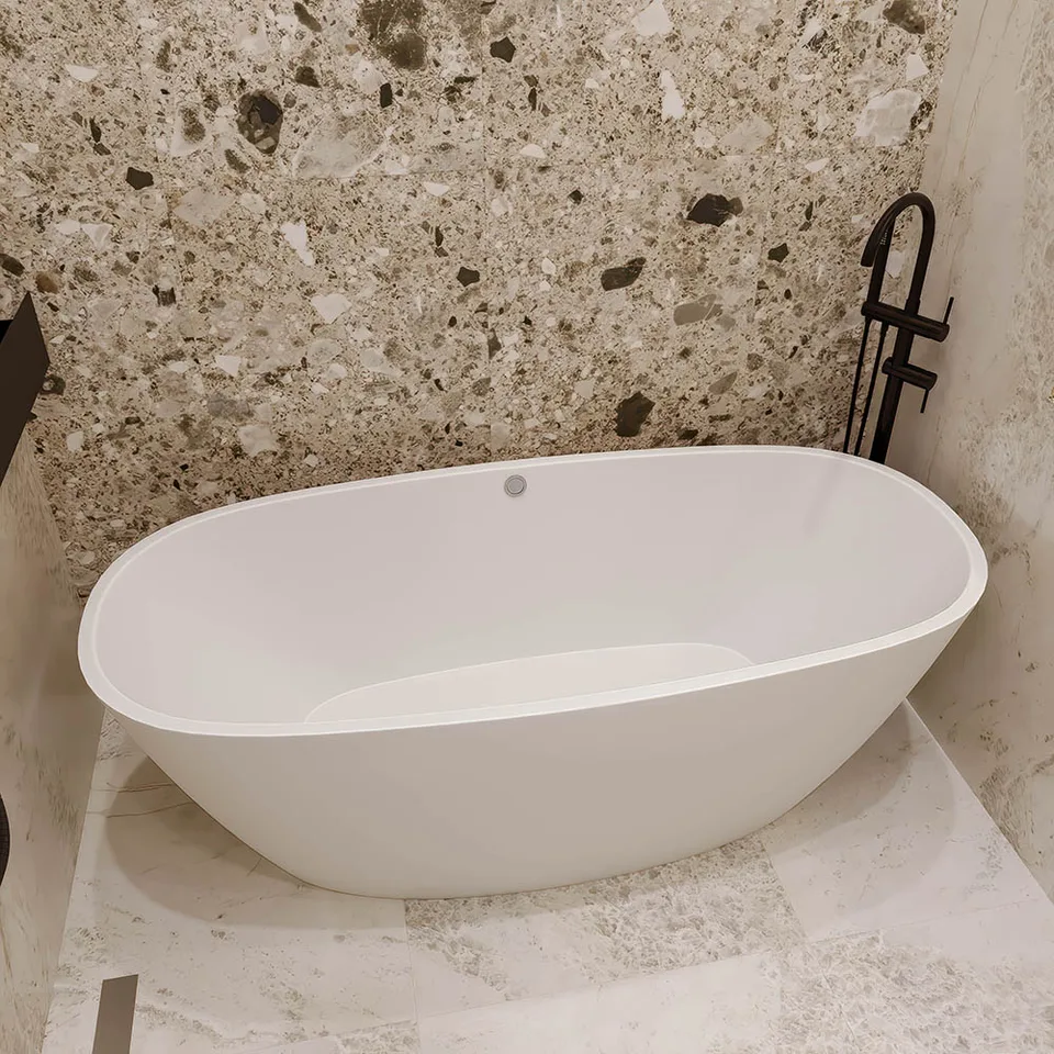 Ванна из искусственного камня Veconi IMPERIA 160×75 см, белая глянцевая