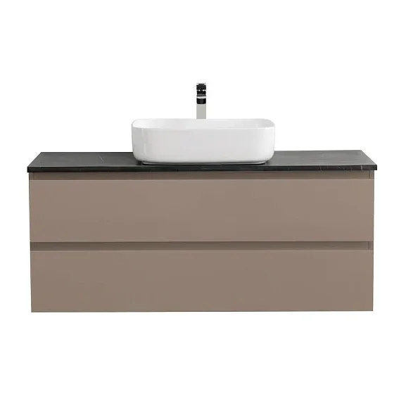 Тумба с раковиной BelBagno Крафт (Kraft) 120 с двумя ящиками бежевая матовая (столешница черный матовый мрамор)