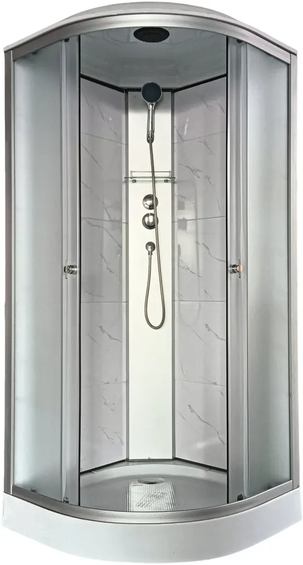 Душевая кабина AQUAPULSE 4122E 90х90х220см.fabric white marble (н/п) с пластиковой задней стенкой.
