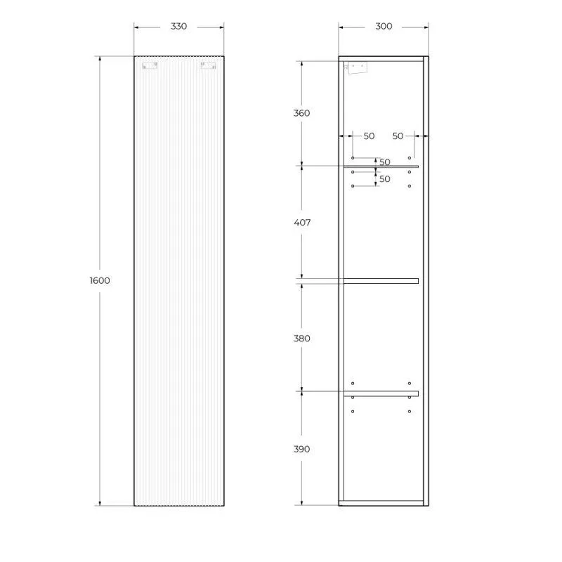 Пенал BelBagno Уно (Uno) 33 темно-серый матовый левая/правая