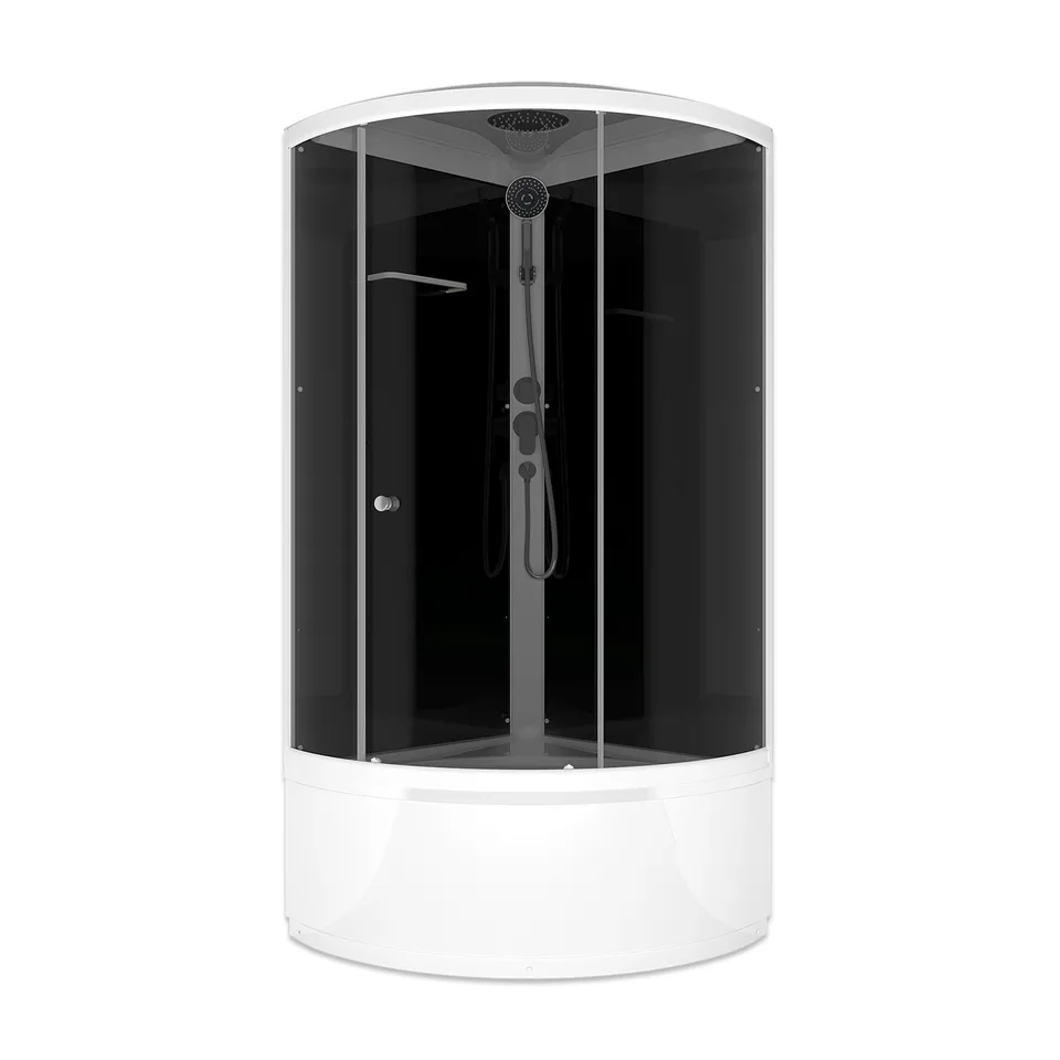 Душевая кабина Domani-Spa Simple 99 high V1.2 — белый профиль, чёрные стенки, тонированное стекло