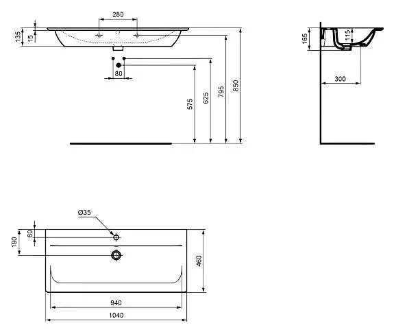 Встраиваемая раковина Ideal Standard Connect Air 104*46