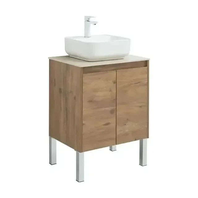 Тумба с раковиной Aquanet Nova Lite 60 дуб рустикальный (2 дверцы) (раковина City-2)