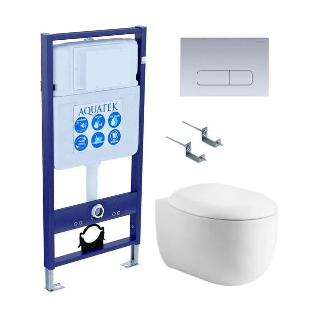 SET AQUATEK АЛЬТАИР-0143 4в1 (рама AQUATEK Standard INS-0000012+крепеж KKI-0000002+клавиша KDI-0000014+унитаз АЛЬТАИР AQ1980-00 с тонким сиденьем soft-close)