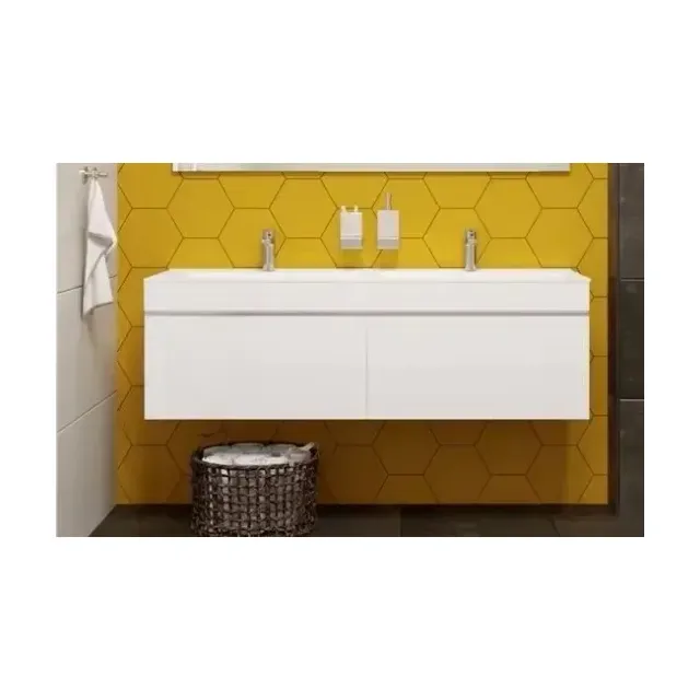 Тумба с раковиной Velvex Pulsus 140 белый глянец