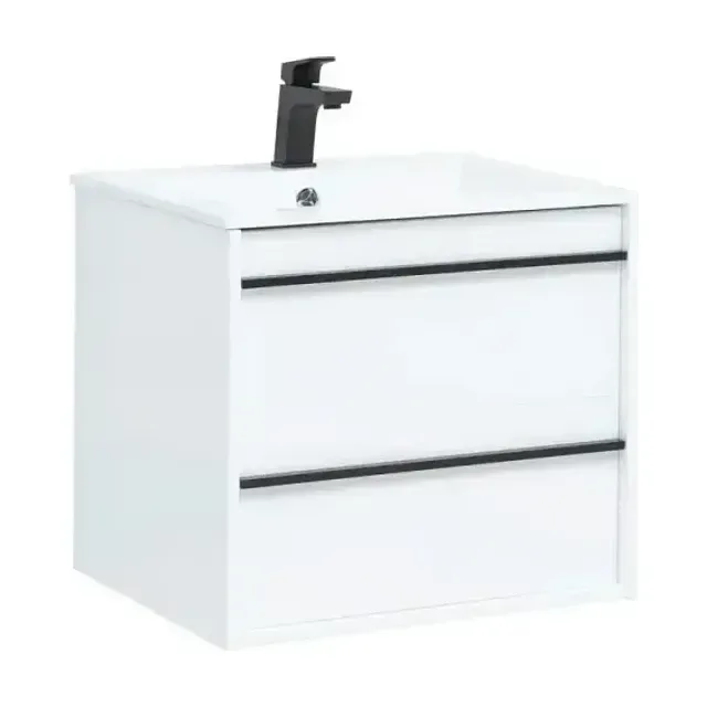 Тумба с раковиной Aquanet Lino 60 белая матовая