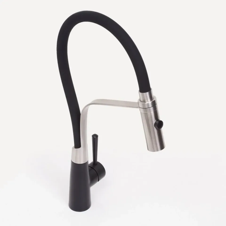Смеситель WasserKRAFT A8417 для кухни с гибким изливом, нержавеющая сталь, MagicBlack