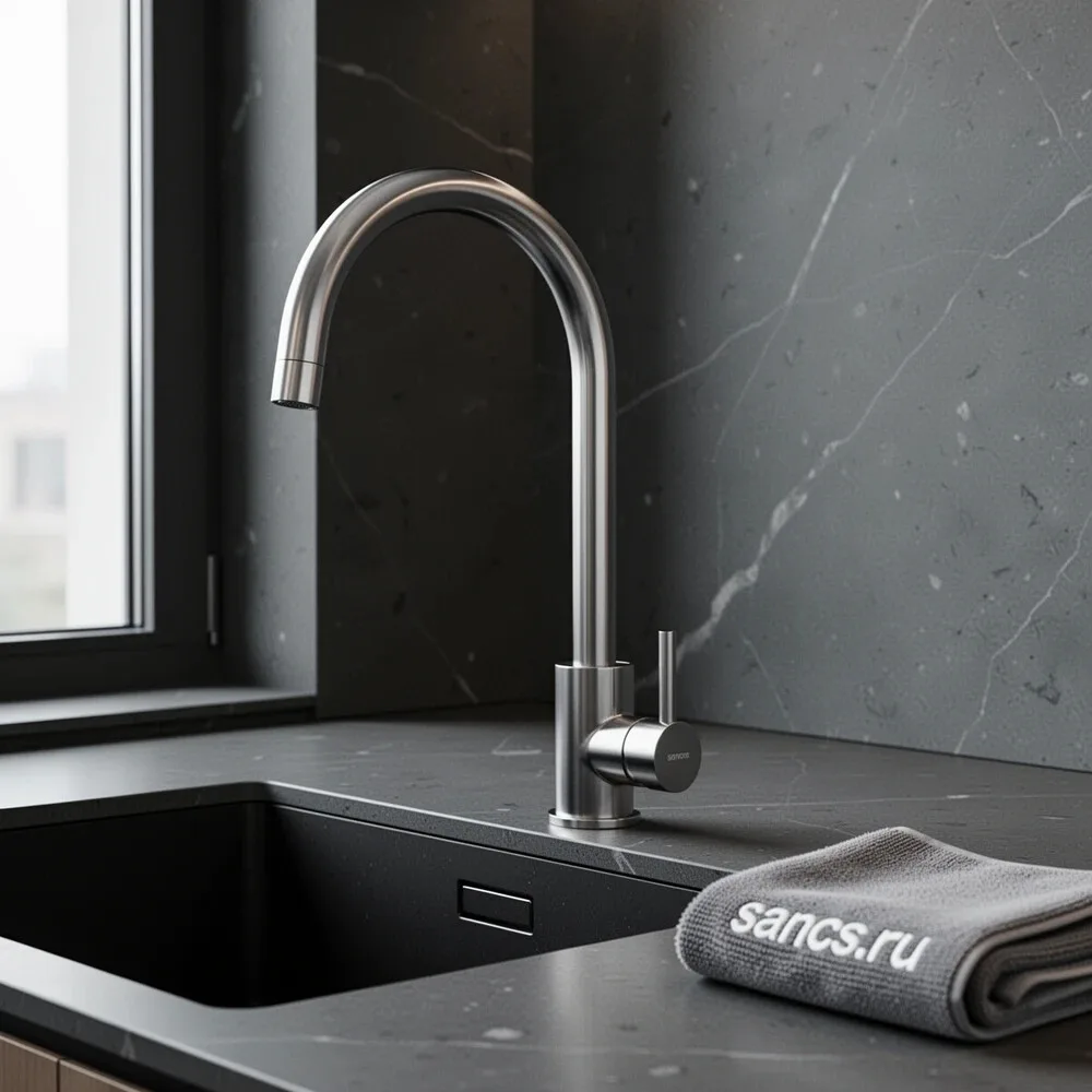 Смеситель для кухни Sancos Сталь (Stainless) SC12001SS на мойку нержавеющая сталь