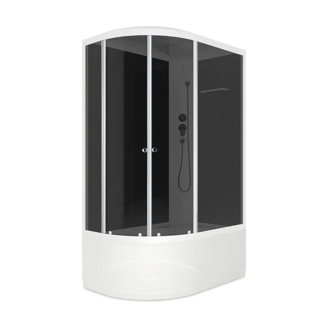 Душевая кабина Domani-Spa Delight Slim 128 high (120х80 см), правое исполнение — черные стенки, тонированные стекла, белый профиль