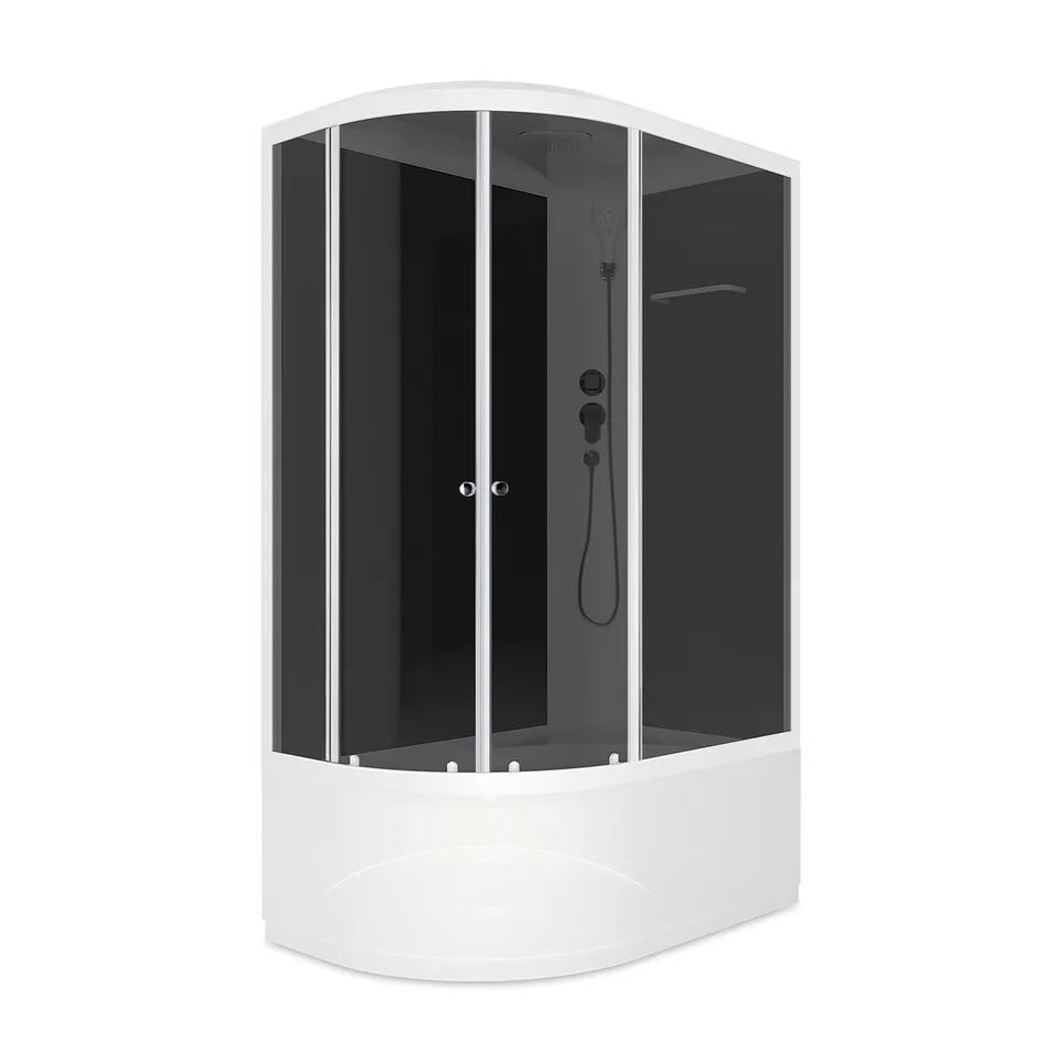 Душевая кабина Domani-Spa Delight Slim 128 high (120х80 см), правое исполнение — черные стенки, тонированные стекла, белый профиль