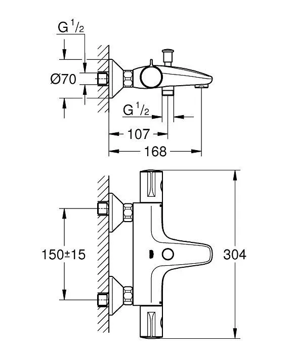 Термостат Grohe Grohtherm 800 34567000 для ванны и душа без душевых аксессуаров хром