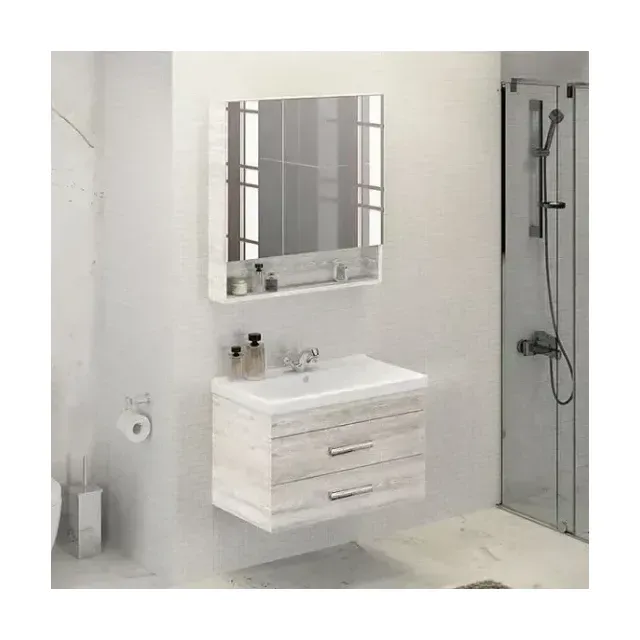 Комплект мебели Comforty Никосия 80П дуб белый (раковина Фест 80)