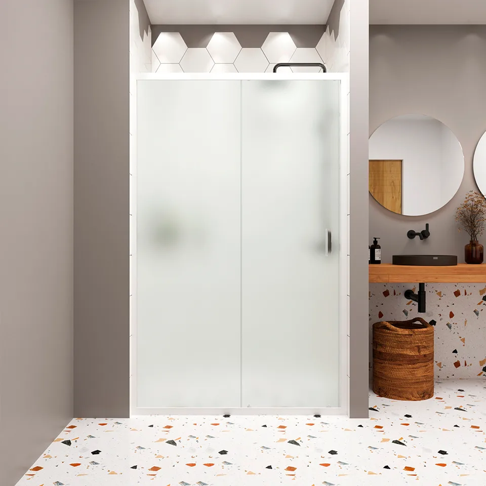 Душевая дверь в нишу Domani-Spa DoorCube 120, 120×190 см, сатин-матированное стекло, белый профиль, без поддона