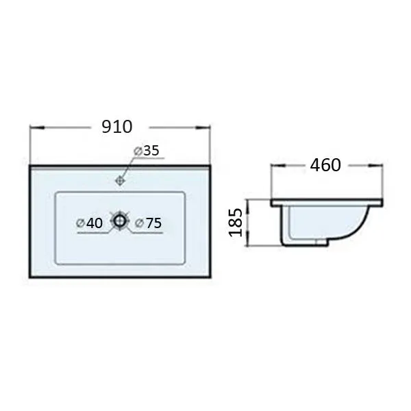 Встраиваемая раковина Comforty 90E 91*46 белая