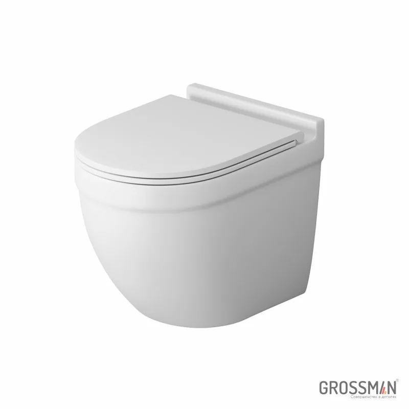 Унитаз подвесной Grossman GR-4483MSQ (520х360х410) безободковый,белый матовый с тонкой крышкой,микролифт,смыв торнадо