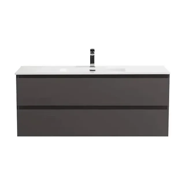 Тумба с раковиной Крафт (Kraft) 120 с двумя ящиками темно-серая матовая (раковина BB1200ETL)