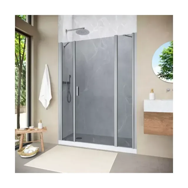 Дверь в душевой проем EP-2F NOVO h2000 155 07 07 R, профиль матовый хром, стекло графит