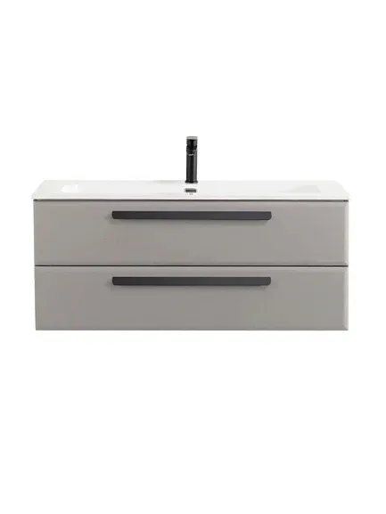 Тумба с раковиной Cezares Эко-Кер-Н (Eco-Cer-N) 120 серо-бежевая матовая (раковина CZR-8073-120, ручки черные матовые)