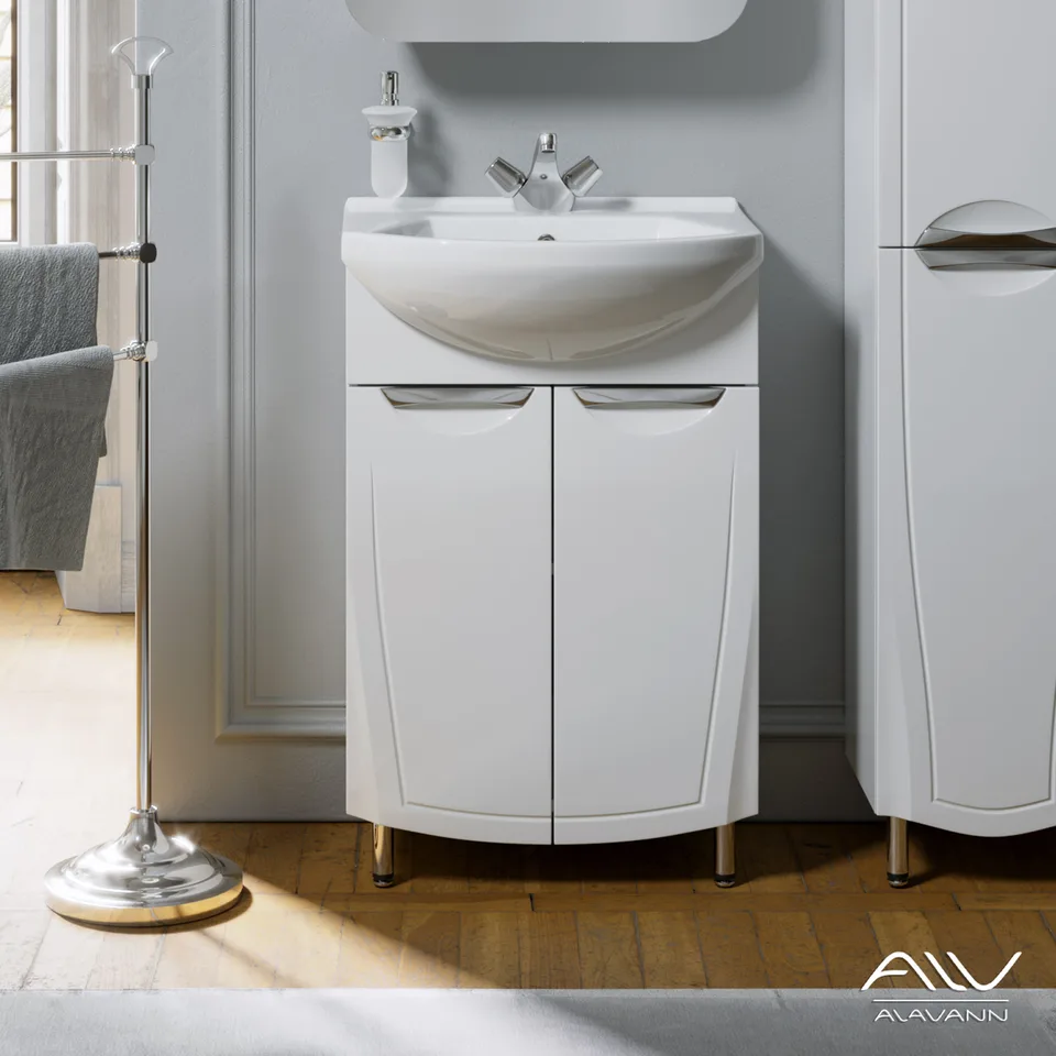 Тумба с раковиной Alavann Monaco 55 АТ-1601-0550-02 белая напольная