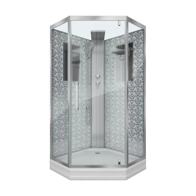 Душевая кабина Niagara Luxe NG-7799WBK (90x90х210) низкий поддон(15см),дверь распашная,стенки серебро,без крыши