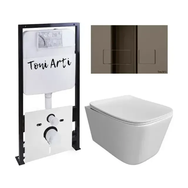 Комплект инсталляции Toni Arti Noche, клавиша смыва Noche Nikel Brush