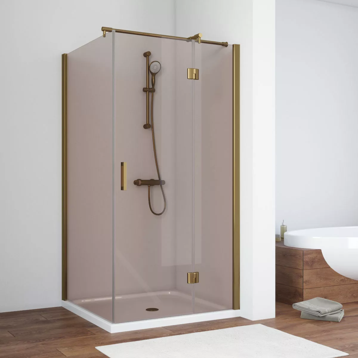 Душевой уголок AFP-Fis TUR NOVO h1890 120*80 05 05 R, профиль бронза, стекло бронза