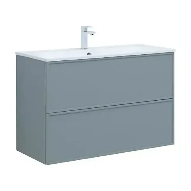 Тумба с раковиной Aquanet Арт 100 мисти грин Soft Touch (тактильный матовый), раковина Арт 100