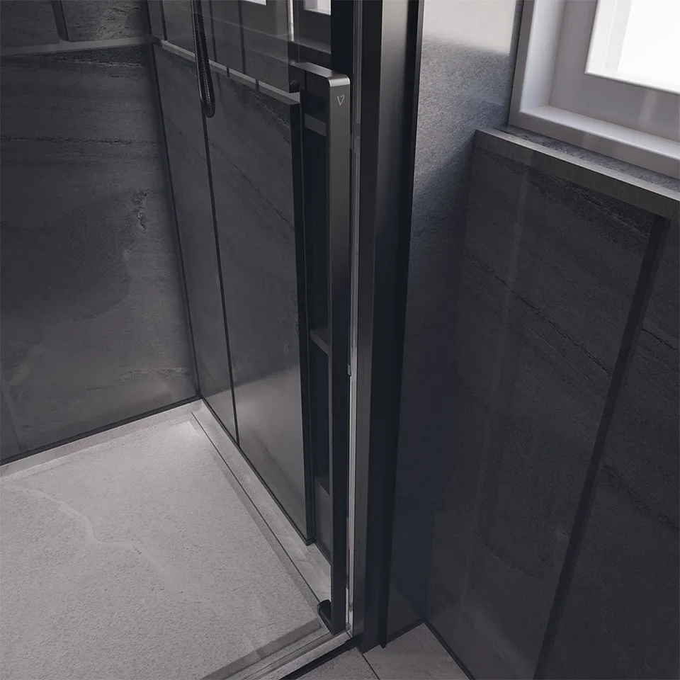 Боковая панель Veconi Premium Trento SP-30B, 900х2000 черный матовый, стекло прозрачное