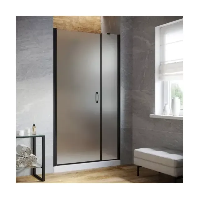 Дверь в душевой проем EP-F-2 LUX 150 02М 10 L, профиль черный матовый, стекло сатин
