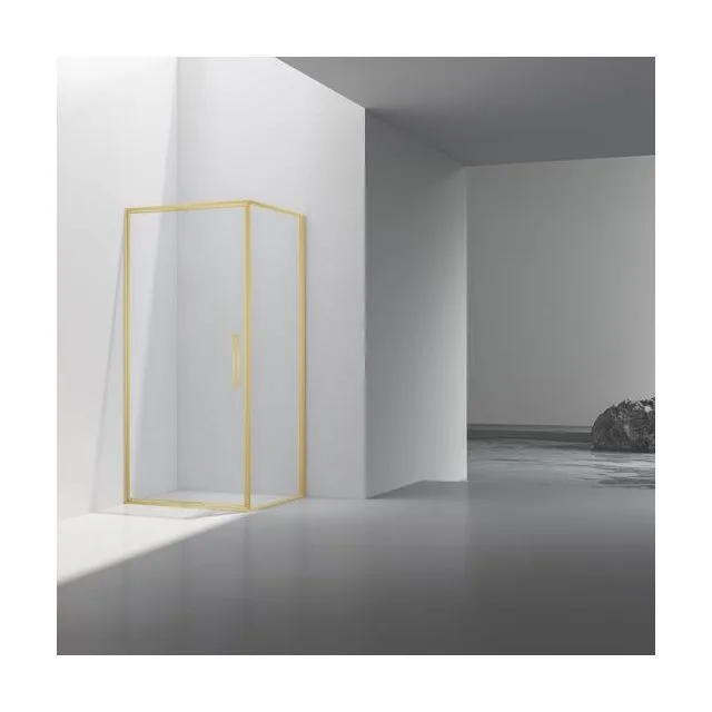 Душевой уголок Vincea Слим 8мм (Slim 8mm) VSR-4SLP9010CLG 100х90 стекло прозрачное 8 мм профиль брашированное золото без поддона