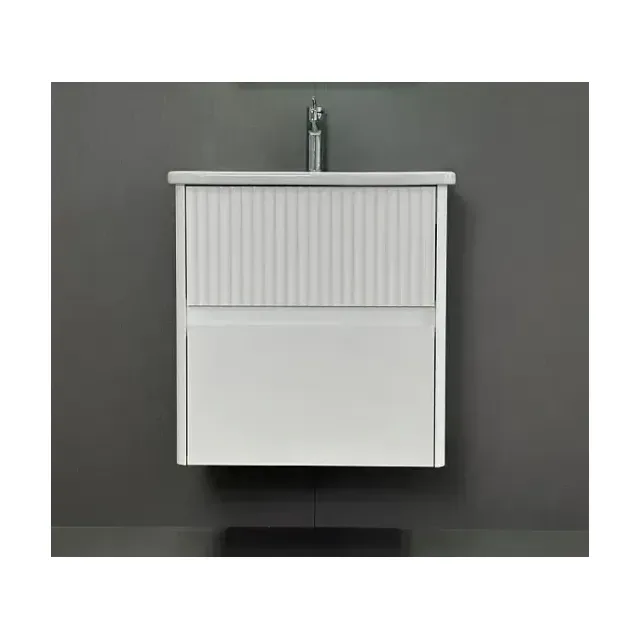 Тумба с раковиной Alavann Wave 60 белый глянец