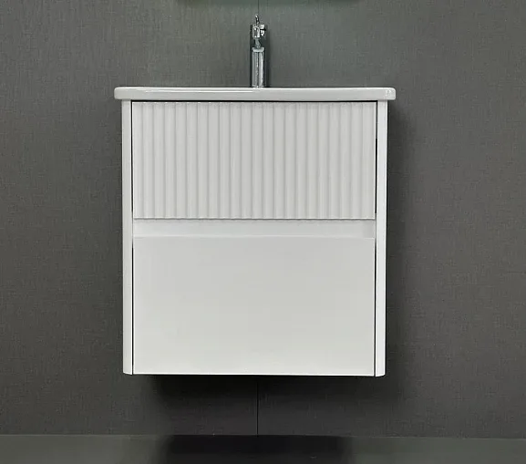 Тумба с раковиной Alavann Wave 60 белый глянец